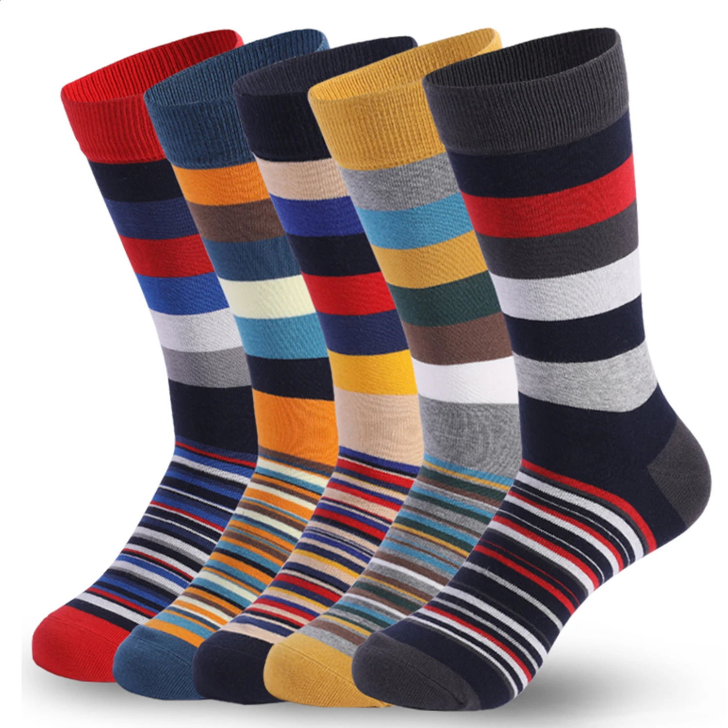 5Pairs Mens Fun Dress Socks Pattern Funny Socks Pack Colorful Striped Combed Cotton Novelty SocksCool Breathable Casual Socks251027