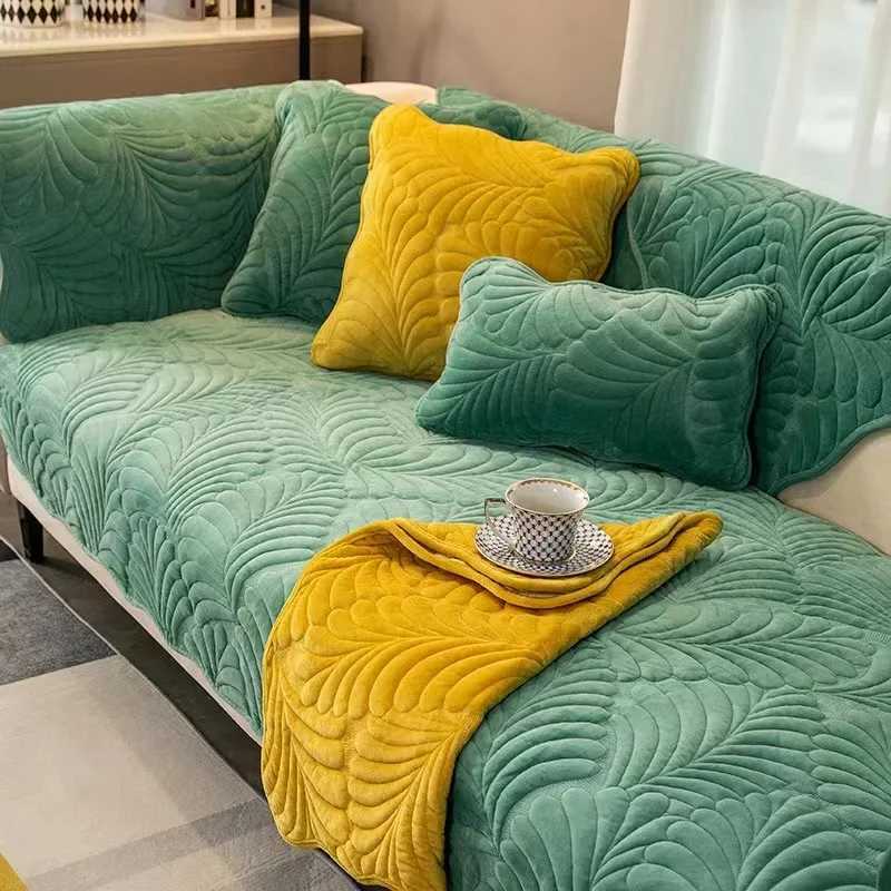 Nordic Soft Velvet Plush Quilted Sofa Towel Thicken Short Plush Sectional Sofa Cover Nonslip Couch Covers for Living Room C251028