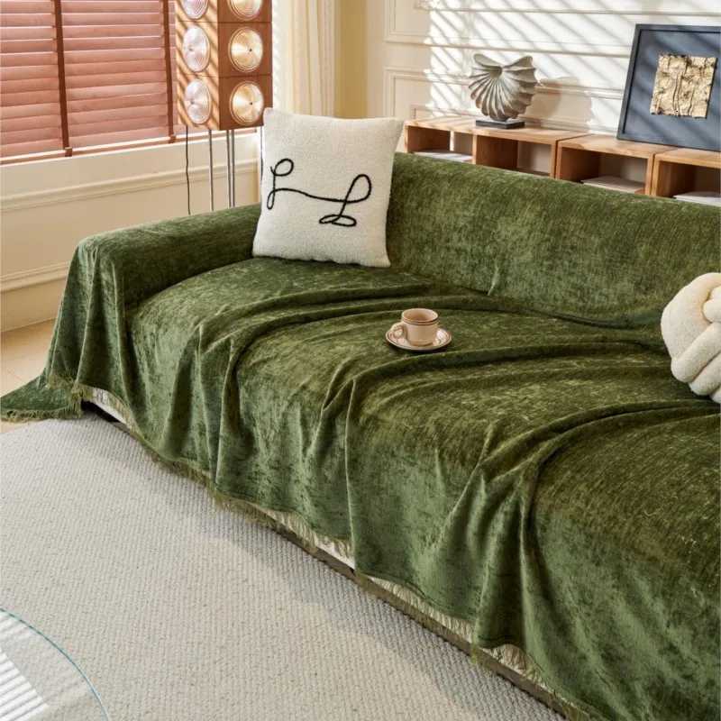 Sofa Covers Chenille Sofa Mats Throw Blankets Mats housses de canap Allseason Camping Picnic Blanket Sofa Cover Solid Color C251028