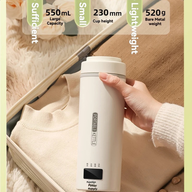 Compact Travel Kettle 550ml 300W Fast Boiling 4 Precise Temperature Settings 316 Stainless Steel Interior Portable Water Cup 251028 W260226
