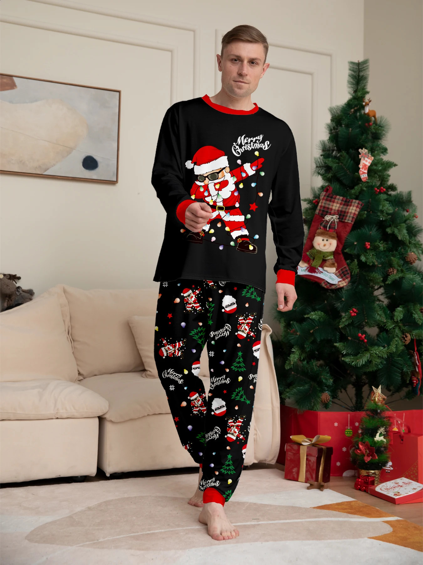 Merry Christmas Santa Print Family Pyjamas Parentchild Matching Xmas Pajamas Set Soft Loose 2 Pieces Suit Homewear Holiday Look 251027