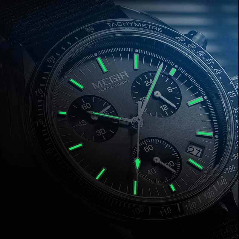 MEGIR Tripleeye Quartz Watch for Mens Nylon Braided Strap Waterproof Luminous Sports with Chronograph Fashion Wristwatch MaleL251027