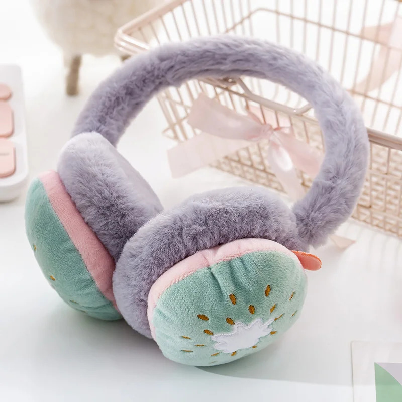 Cute Cartoon Fruit Girls Winter Warm Ear Muffs Fluffy Fold Burger Shape Headphone Earmuffs Soft Cashmere Warmer Fur Earlap 251024