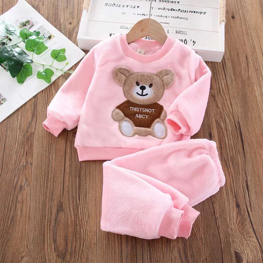 Bear Leader Coral Fleece Pajama Sets Baby Boys Girls Winter Plus Velvet Thick Flannel Homewear Children Warm Sleepwear Suit 2Pcs L251027