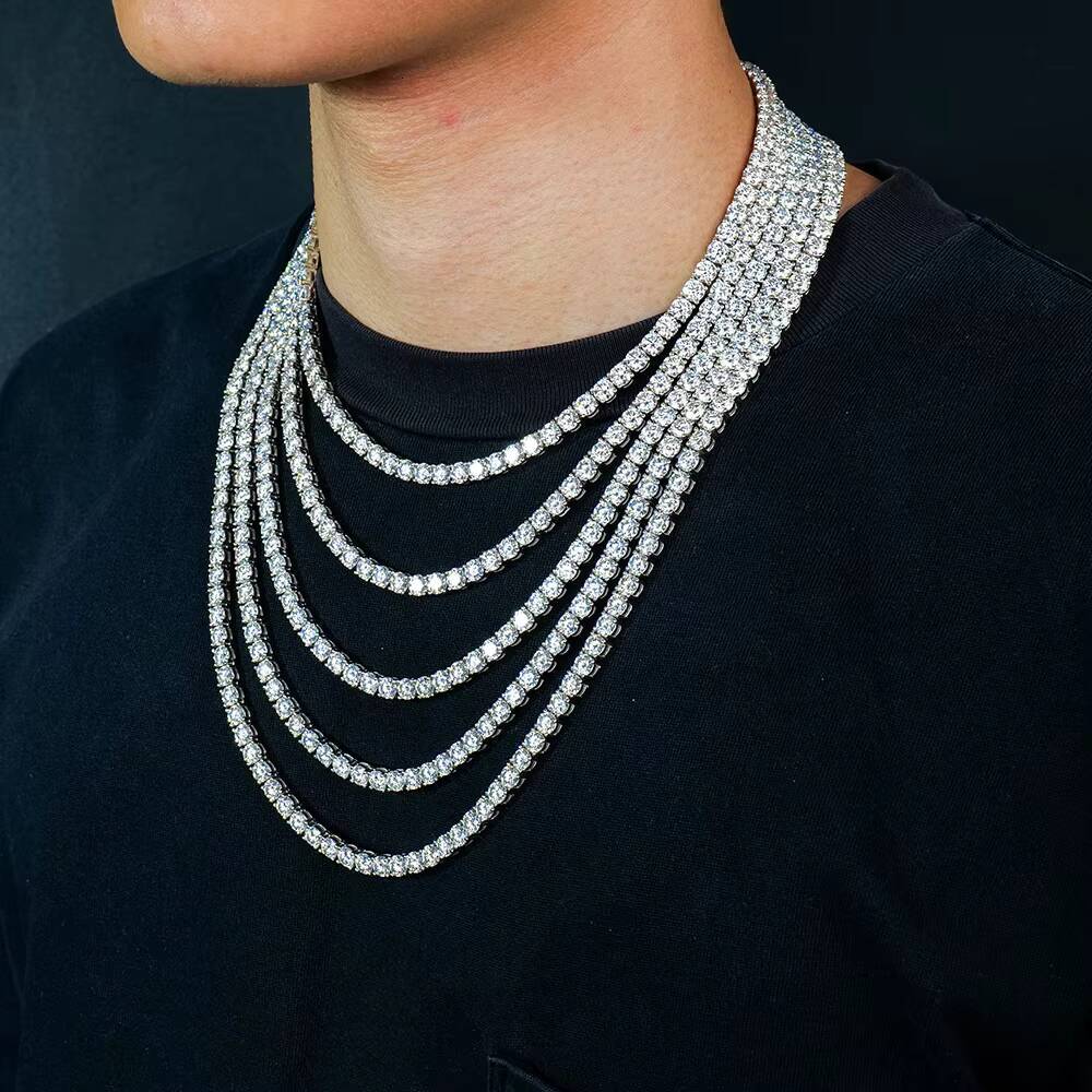 Gra Certified Jewelry 5mm 925 Silver Vvs Moissanite Diamond Cluster Tennis Chain Necklace for Men and Women Iced Out Link Chain