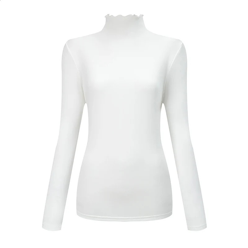 31 Piece Autumn And Winter Womens Fashionable Versatile High Neck Top With Fungus Edge Comfortable And Versatile Warm Tshirt 251027