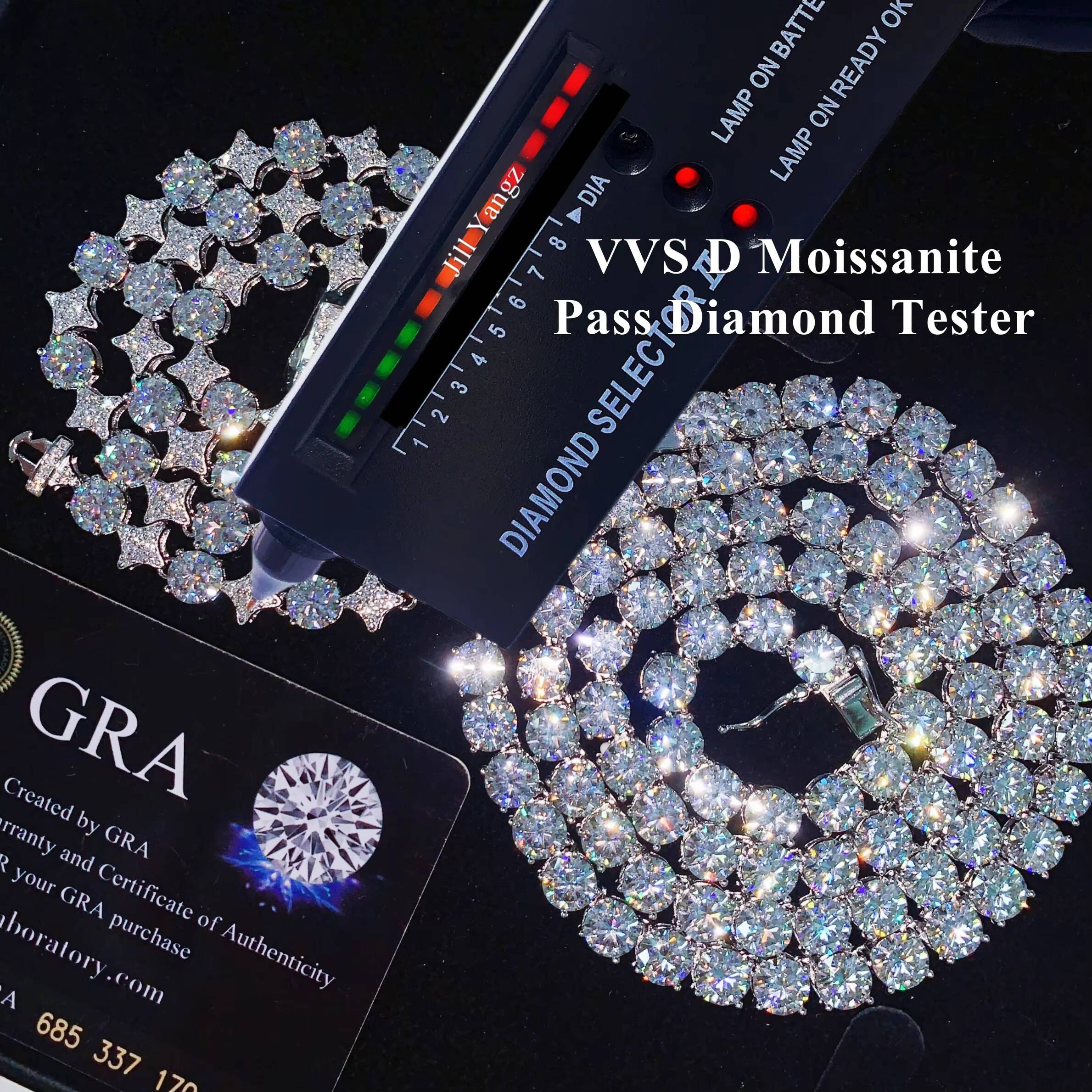 Ready Stocks 5mm Moissanite Tennis Necklace Bracelet Tennis Chain Moissanite 925 Solid Silver Gift for Girl