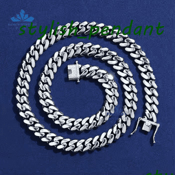 Hiphop Jewelry 925 Silver Moissanite Choker Necklace Thick Cuban Link Plain Iced Rose Gold Plated Sizes 8mm 10mm 12mm 15mm