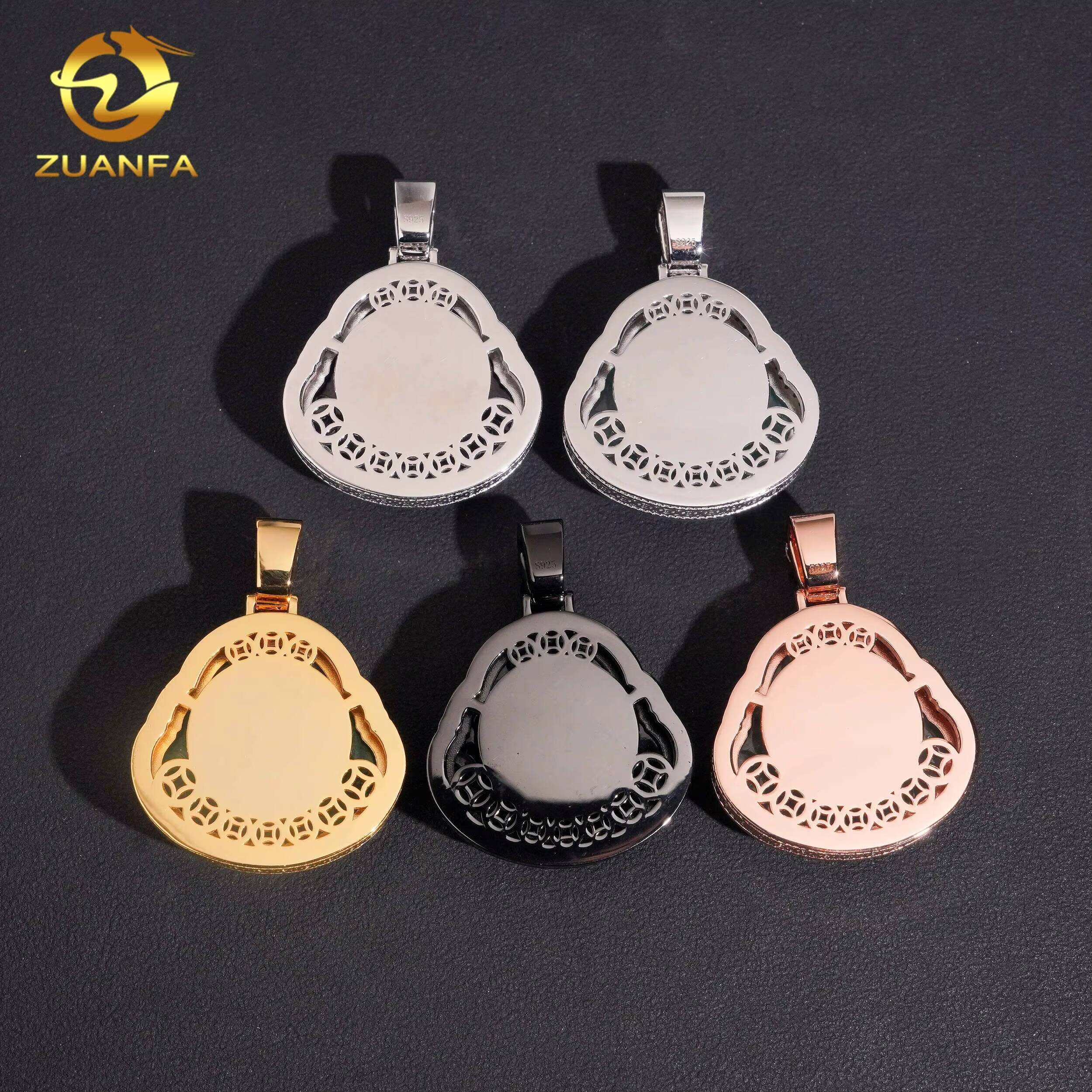 Solid 925 Silver Jade Buddha Moissanite Diamond Pendant Hip Hop Pendant Iced Out Pendant Lucky Pendant