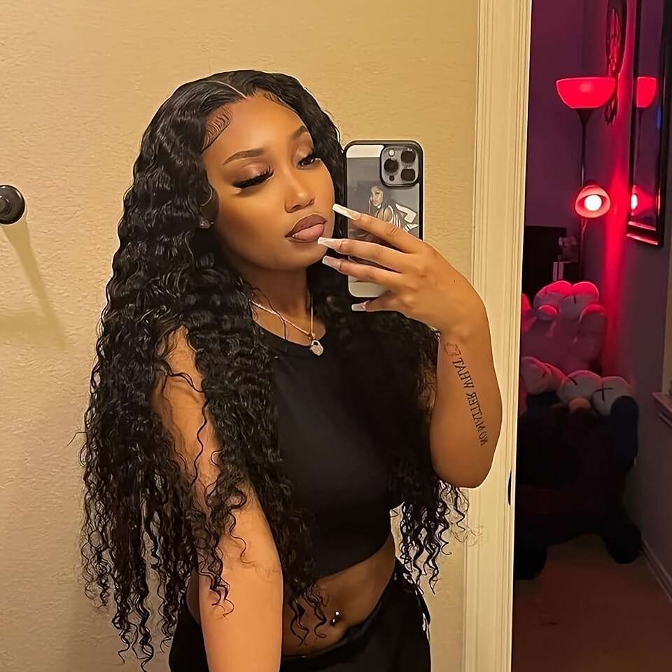 250% Density 13X6 HD Transparent Long Deep Wave Human Wig - Natural Hairline With Baby Hair & Pre-Plucked Brows, Breathable Lace Front All Light Beige