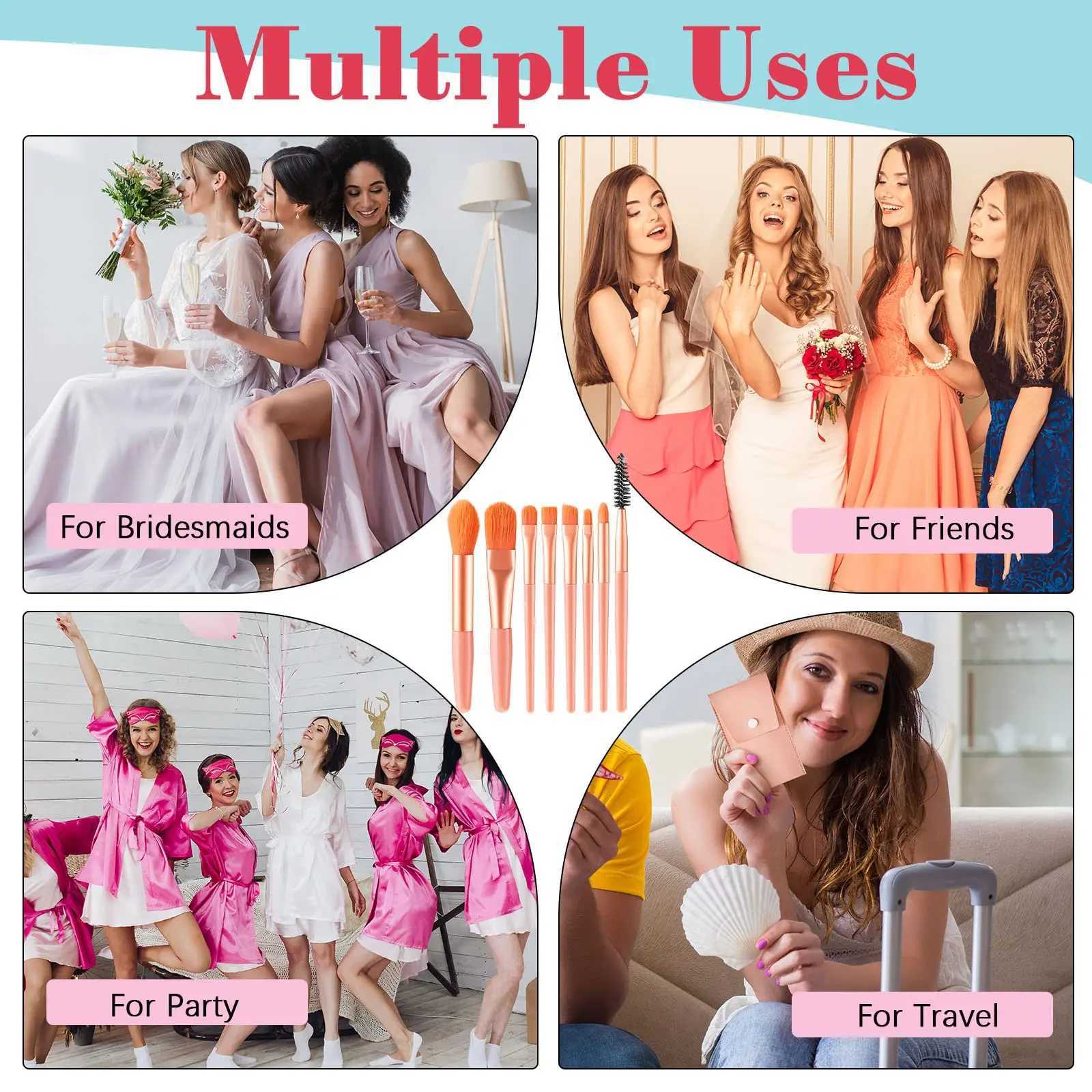 8PCS Travel Makeup Brush Set Brushes Bag Bridesmaid Foundation Brush for Wedding Bridal Shower Favors Bachelorette Party Gift J251117