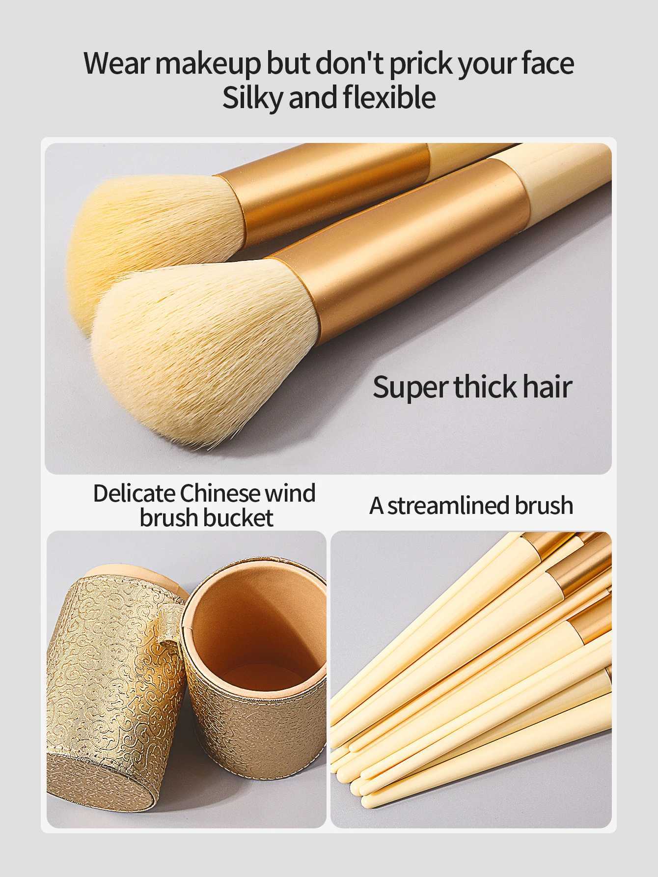 131320 Professional makeup brush setincluding 13 brushes3 makeup sponge eggs3 triangular powder puffs and 1 storage bucket J251117