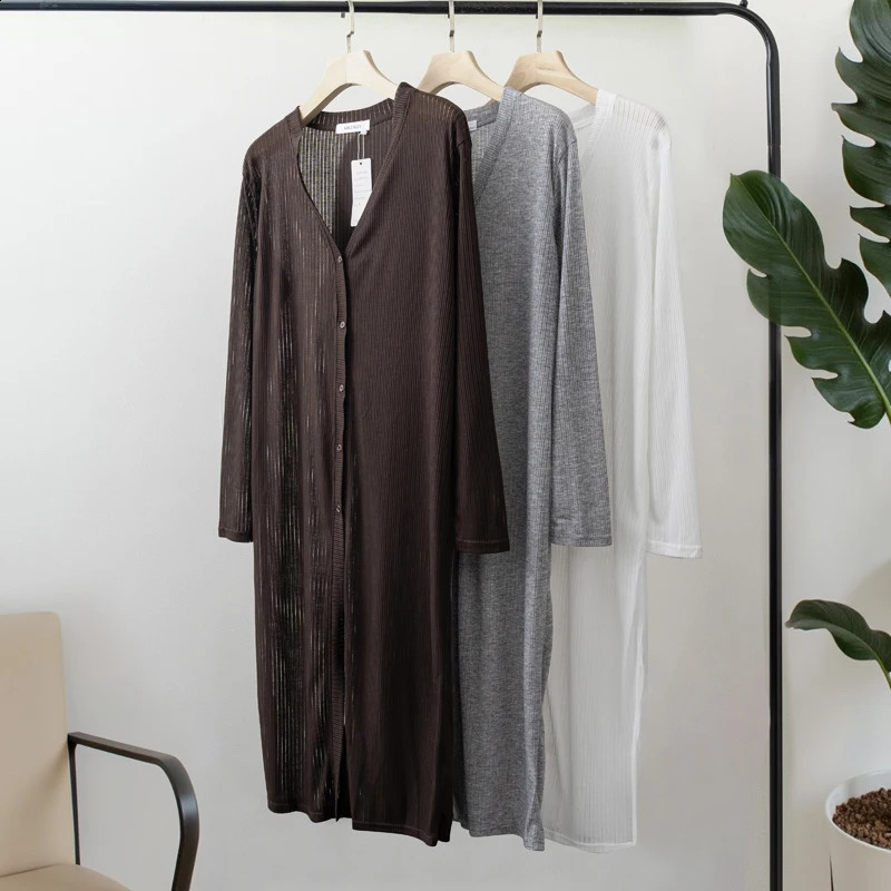 Women Casual Summer Holiday Cardigan White Grey Brown 251027