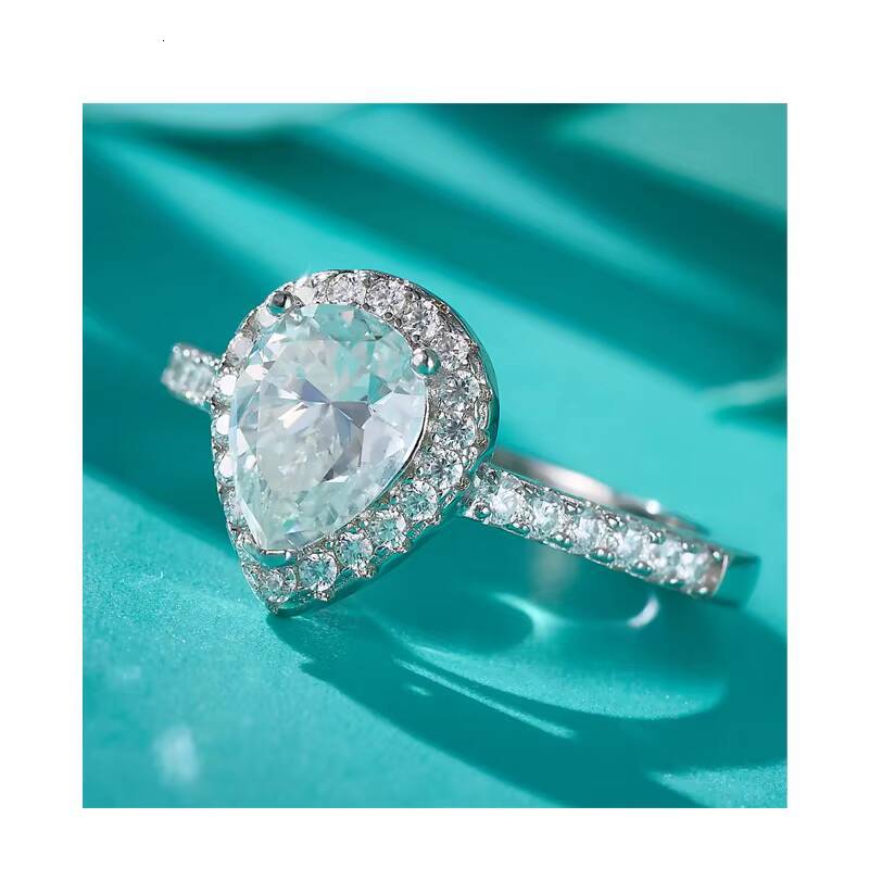 Custom Jewelry Wedding Engagement 925 Silver GRA 68mm VVS Pear Moissanite Ring Women