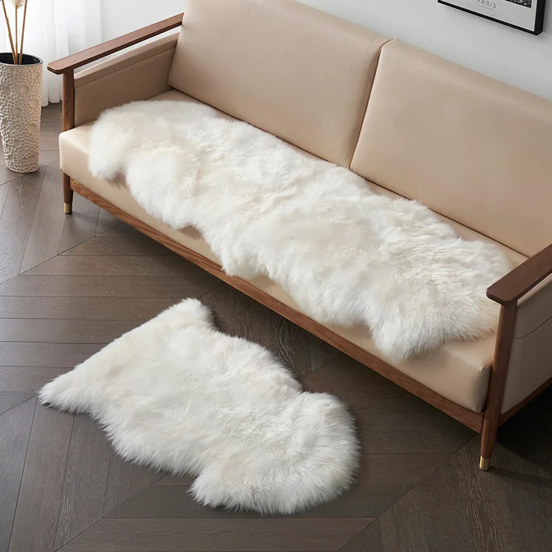 White Faux Sheepskin Carpet Irregular Long Soft Furry Floor Mats Living Bedroom Childrens Room Bedside Decorative Carpets 1028 H260226