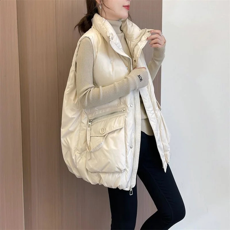 Down Cotton Vest Womens Autumn Winter Fashion Korean Cotton Padded Thick Warm Sleeveless Waistcoat Parkas Femme 251027