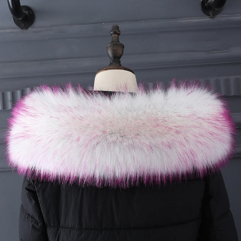 Womens Raccoon Faux Fur Collar Winter Warm Coat Jacket Collars Fashion Fur Scarf Shawl Ladys Big Fur Hooded Scarves Gift 251023