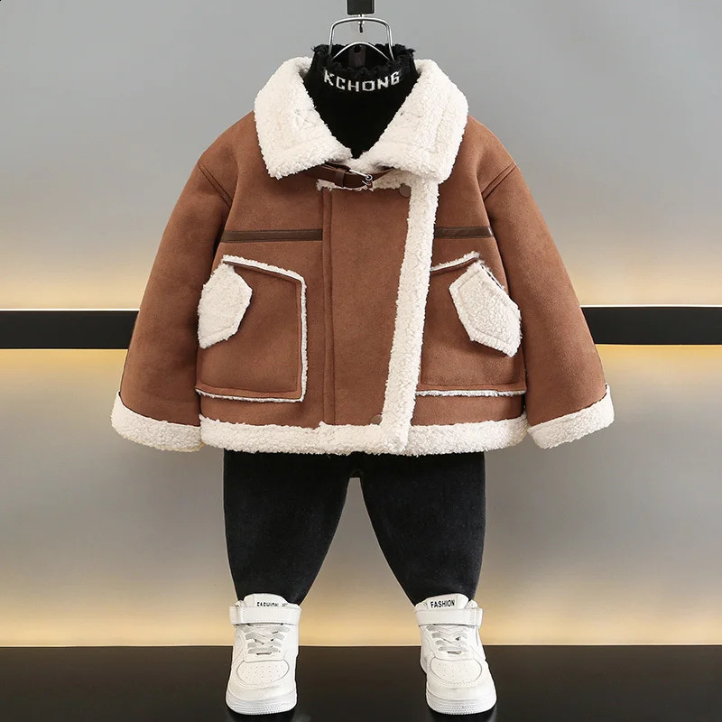 Boys Coat Jacket CottonWindbreak Plush Warm Plus Thicken Spring Autumn High Quality Childrens Clothing 251027