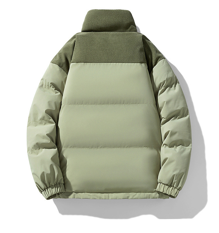 Men's New Fashion Winter Quilted Jacket Thick Down Cotton Coat with Stand Collar Casual Style Plain Dyed Down Parkas