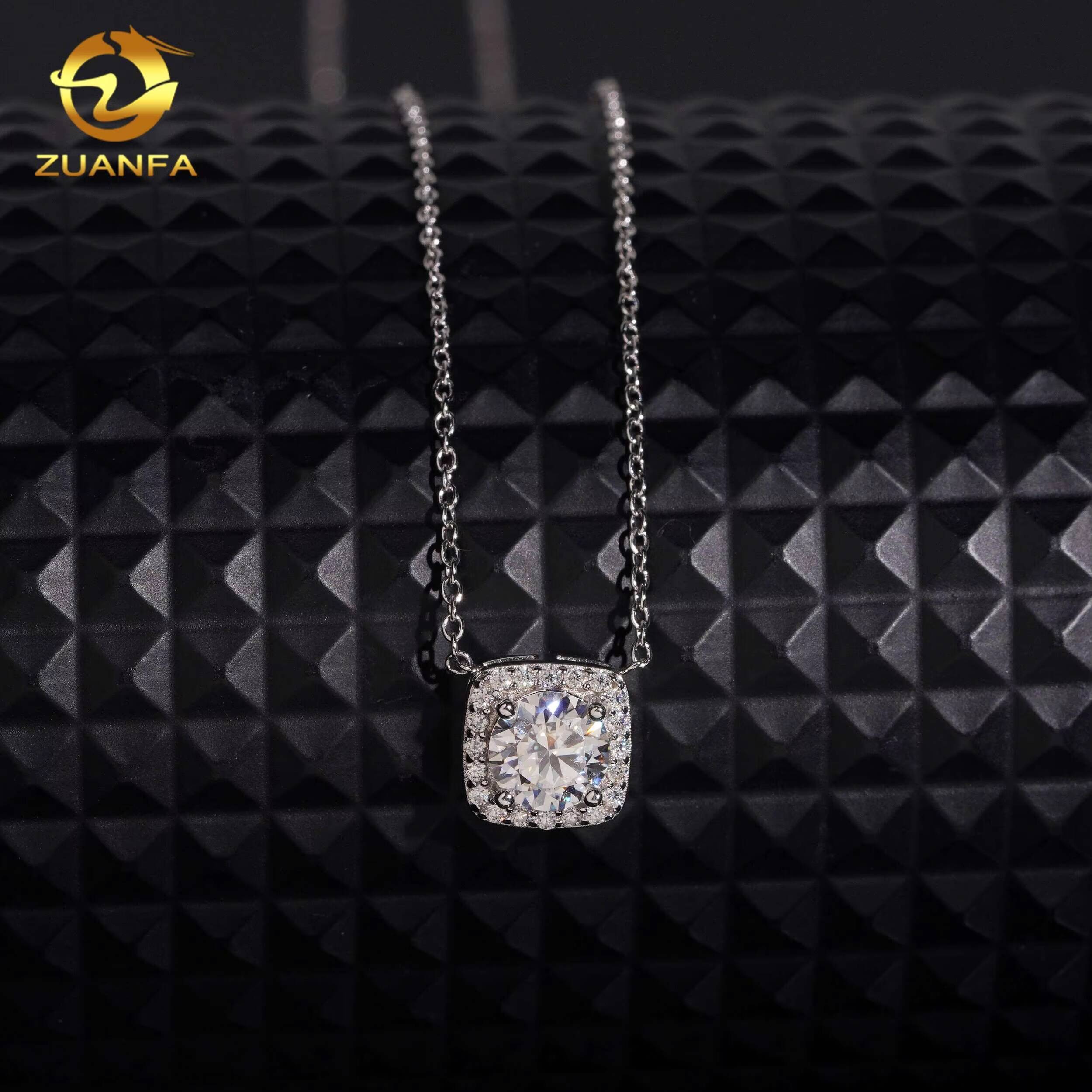Moissanite Necklace Women 925 Silver Gold Plated Pass Diamond Test Moissanite Diamonds Cluster Charms Necklace Women Jewelry