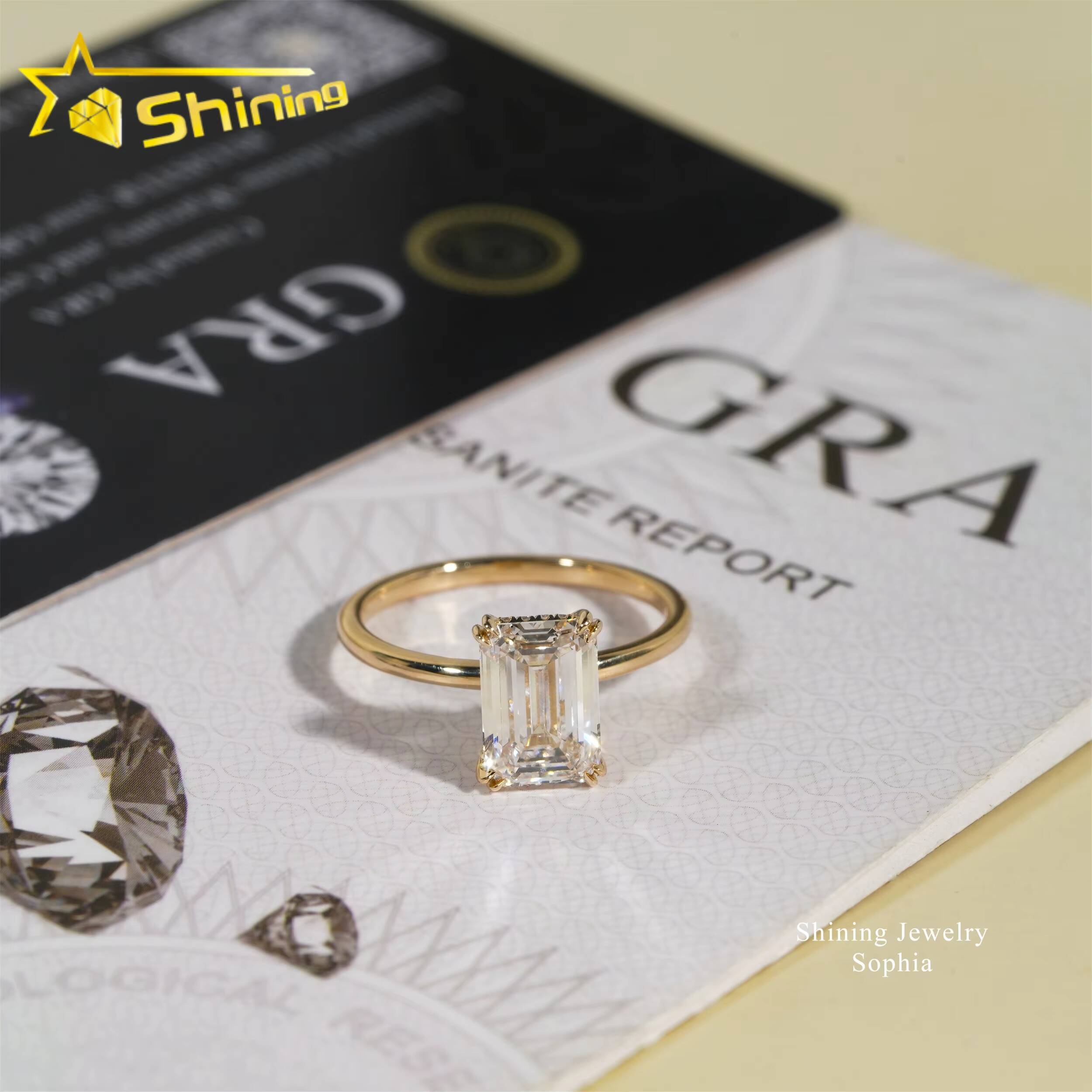 IGI Certificate Emerald Cut Solitaire Design 14K Real Solid Gold 314carat Lab Grown Diamond Rings Women Engagement Ring