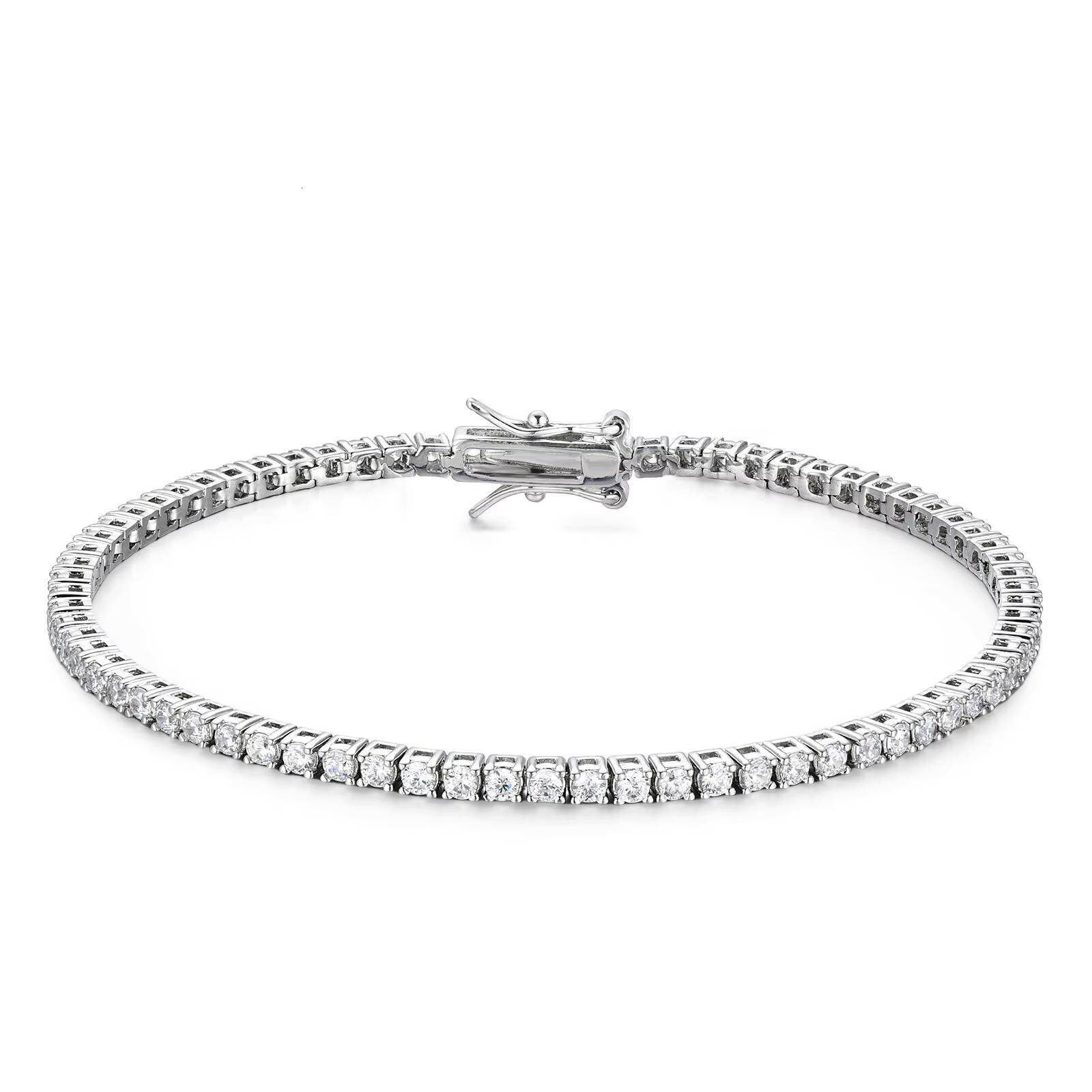 Popular HipHop Tennis Chain Bracelet for Men Women Single Row Copper Clawing Setting Zircon Tennis Bracelet