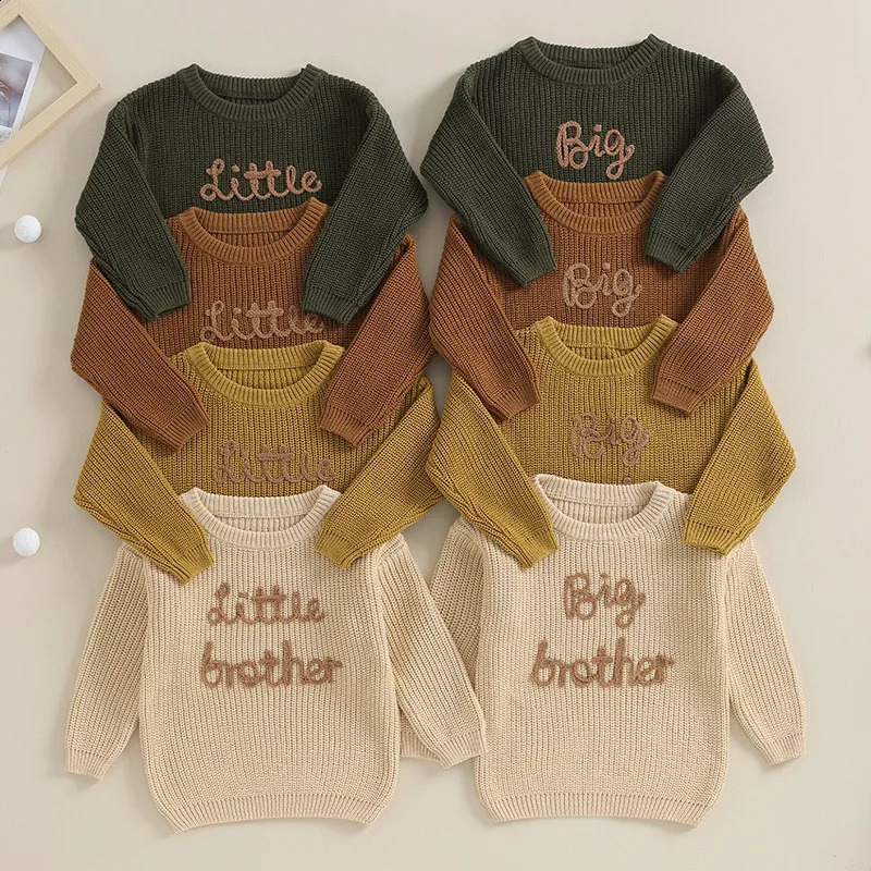 036months Baby Boys Sweater Letter Embroidery Crew Neck Long Sleeve Pullovers Fall Winter Jumpers Tops For Infant Boys 251027
