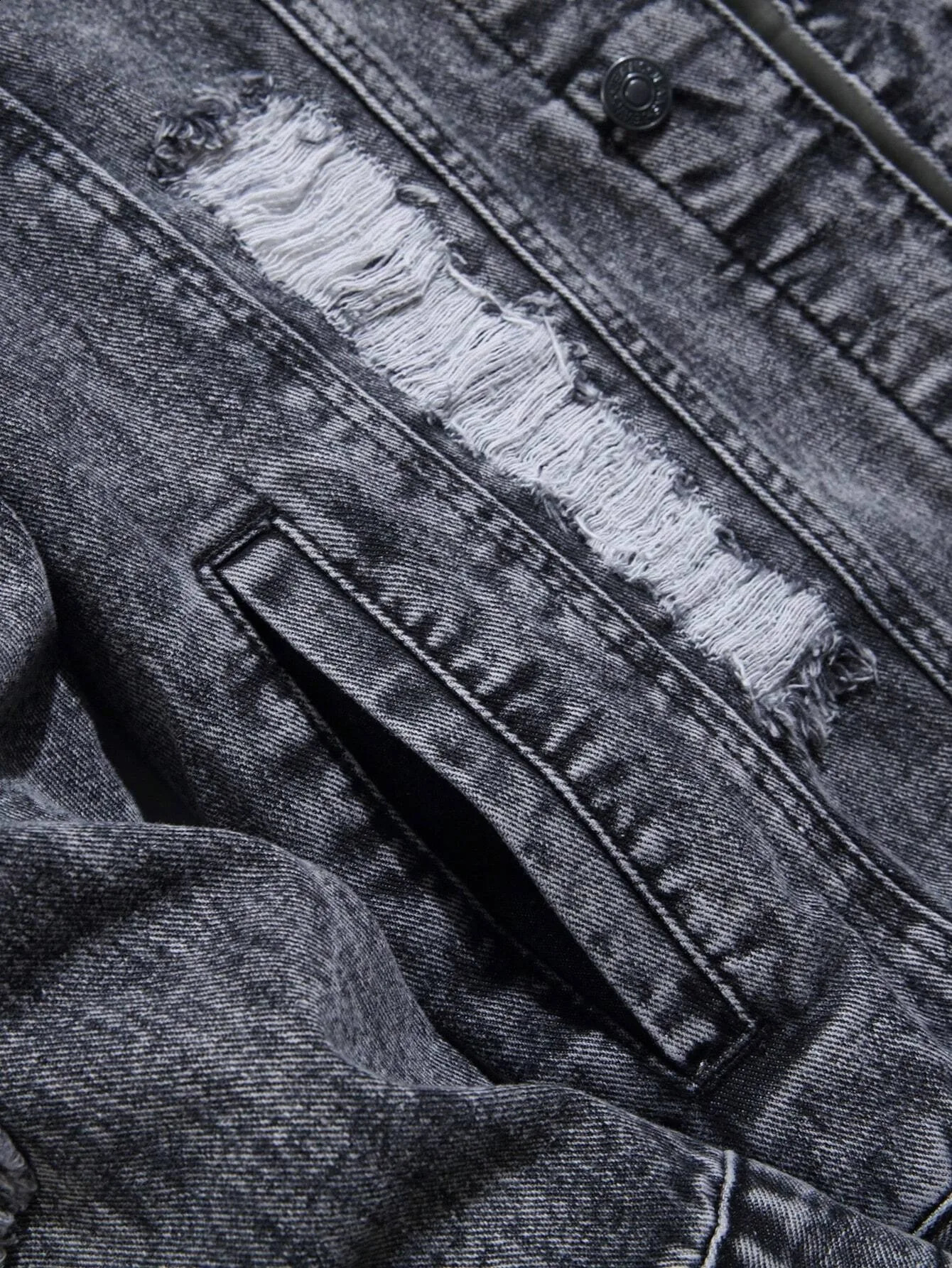 1PC Mens casual selling black distressed stoashed flight jacket daily American street fashion denim 251017