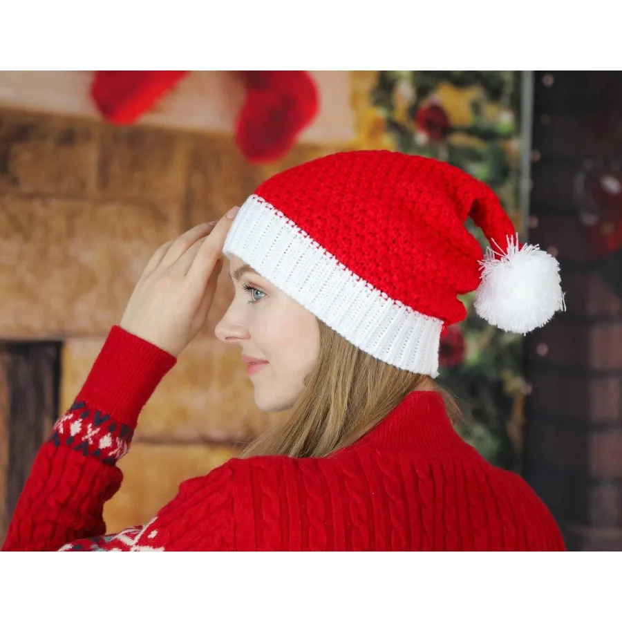 Festive Christmas Santa Hat for Adult Women Men Girl Boy Xmas Ski Knit Warm Hat Perfect for Holiday Parties Winter Outdoor Acti 251024