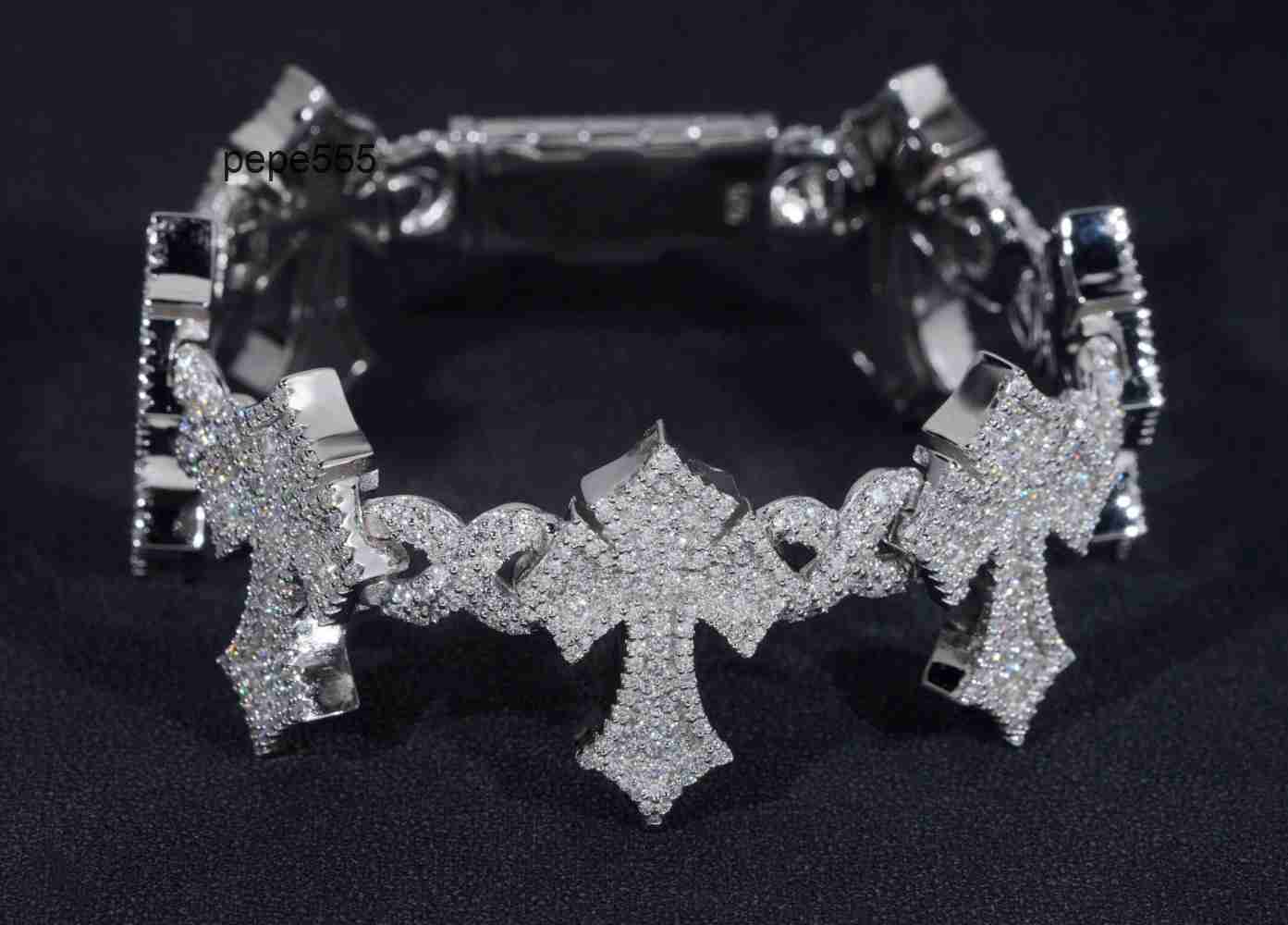 Highend Hip Hop Style Cross Infinity 925 Sterling Silver VVS Moissanite Cuban Link Bracelet