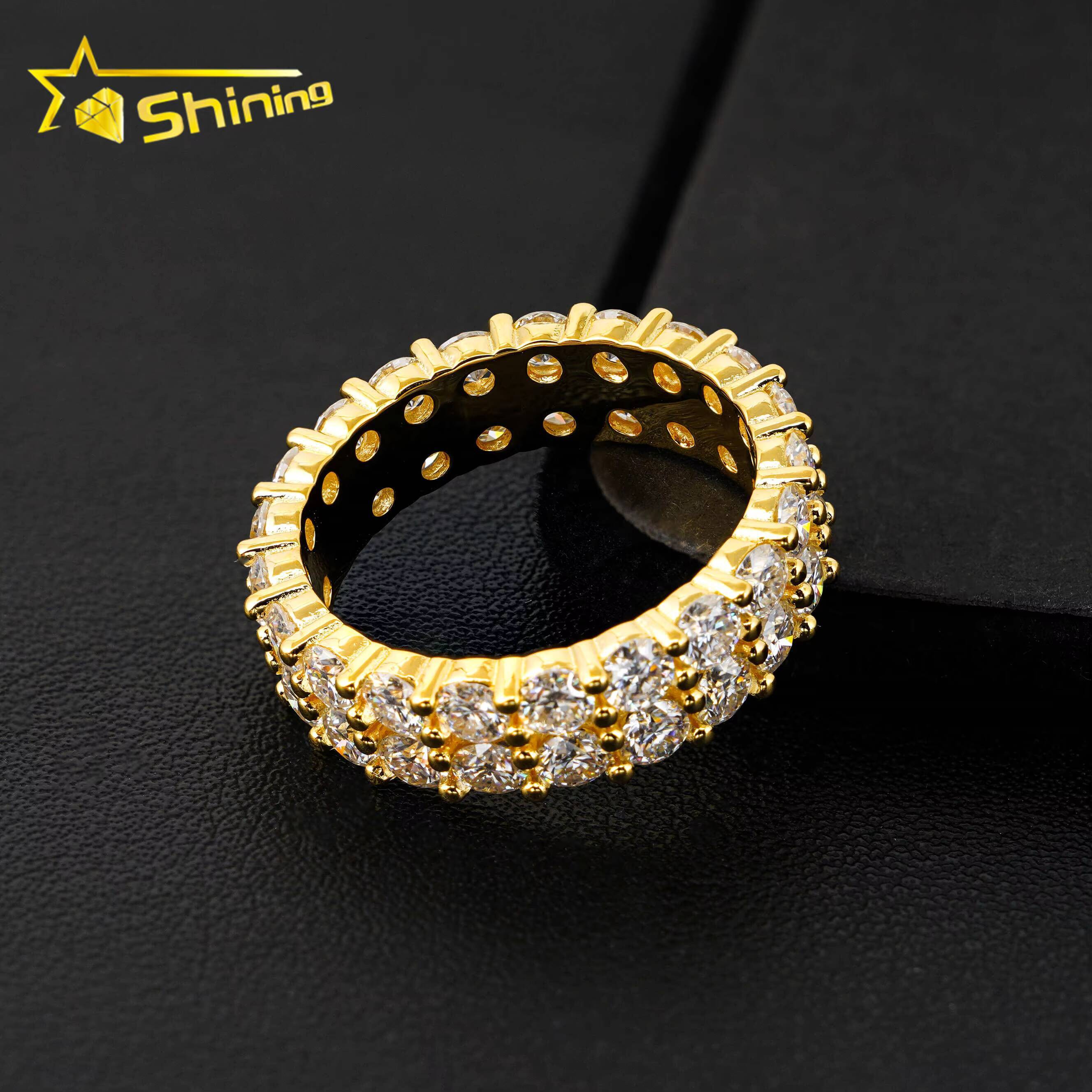 GRA Certificated 925 Sterling Silver 2rows Design Eternity VVS Moissanite Ring Custom Women Wedding Engagement Band Rings