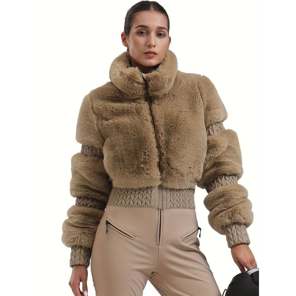GSOU SNOW Women Ski Faux Fur Snowboard Coat Snow Jacket Winter Outdoor Warm