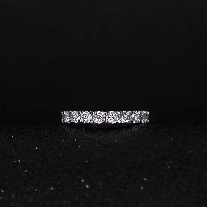 14k Solid White Gold 3mm Moissanite Eternity Band Rings