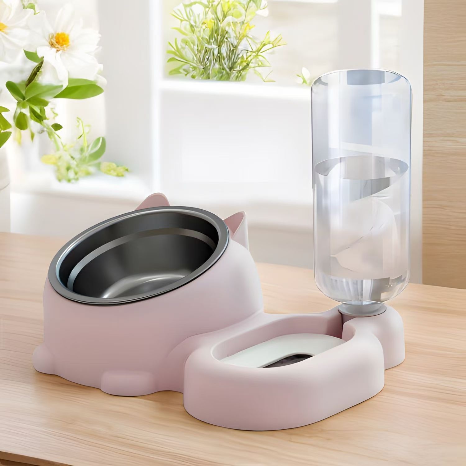 K3318 Automatic water-replenishing food bowl protects your pet's urinary health