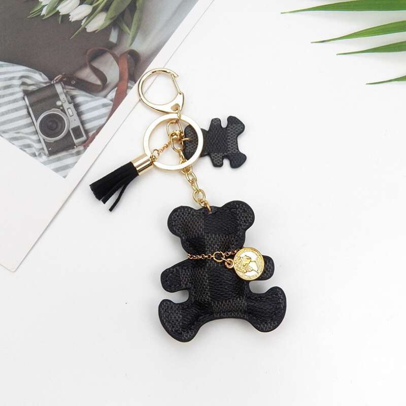 Keychain Designer Printed pu leather Luxury Bear Bag Car Backpack Pendant for women emn Accessories