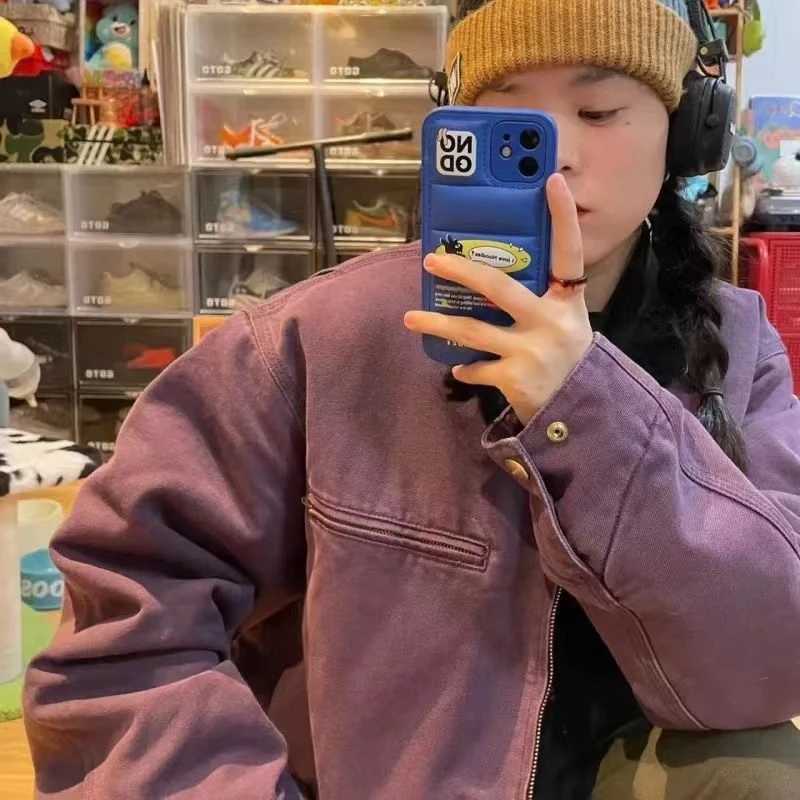 Winter ct103828 Blanket Lined Vintage Washed Coat Warm Outdoor Fur Duck Detroit Track Black Work Wear Canvas Jacket For Men j97 J251028