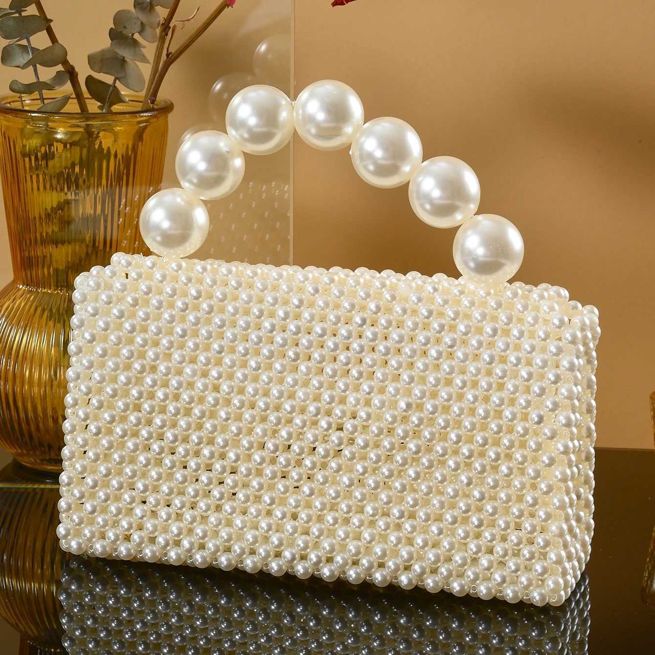 Handmade Pearl Bag Women Beaded Handbag Unique Pearl Purses Ladies Fashion Shoulder Bags Designer Crossbody Bags H251027