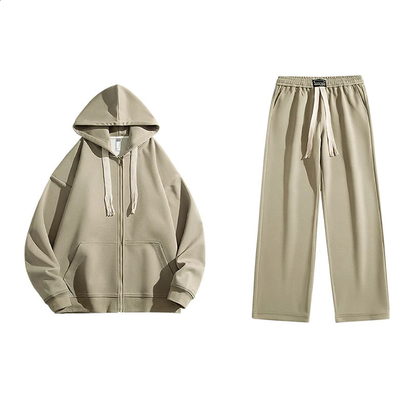 Two Piece Set Running Fitness Casual Comfortable Sports Set Unisex Hooded Jacket Sweatshirt Trouser Men Women Casual Sports Suit 251027