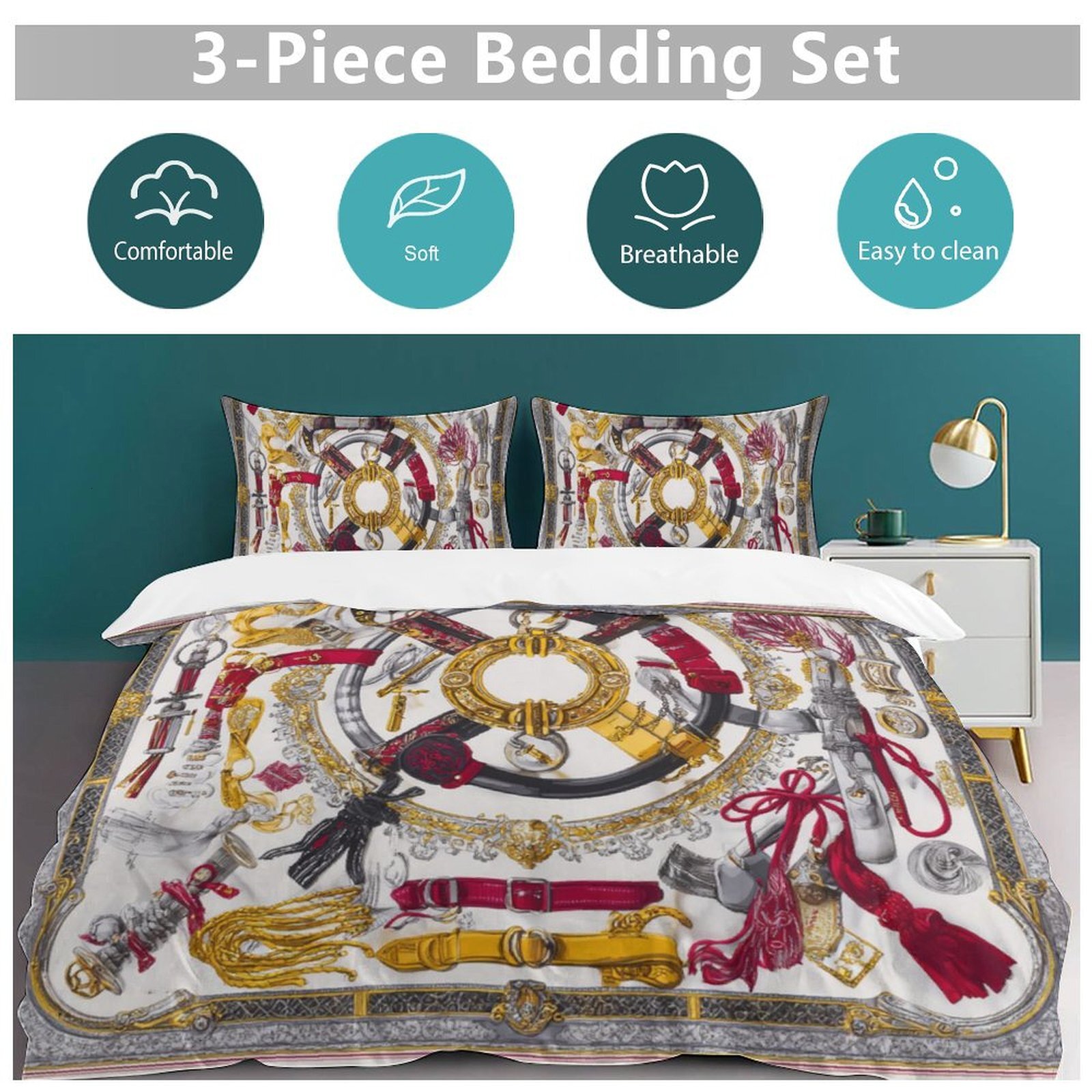 Custom Bedding Set Luxury Designer H Printing Horse Printing Quilt Cover Pillowcase 3Pcs set Pure Cotton Comfortable Bedding Set Bedroom Decoration H2