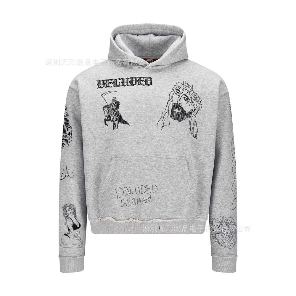 Multi-element Matching Cartoon Print Pattern Men and Women Autumn fashion loose Street Wear Hoodie