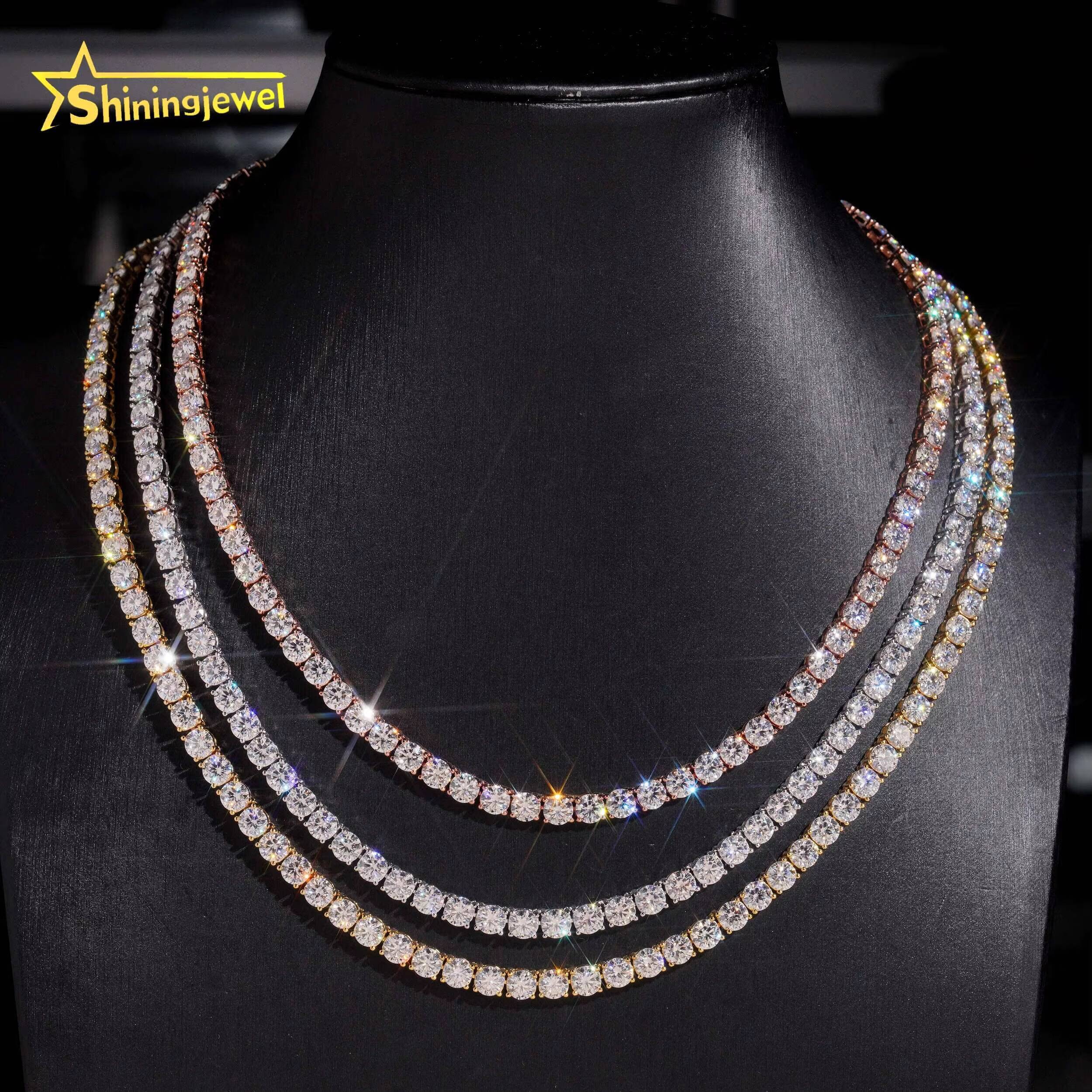 Ready to Ship Cheapest Price VVS Moissanite Pass Diamonds Test Gold Plated Sterling Silver 925 Tennis Chain Iced Out Jewelry