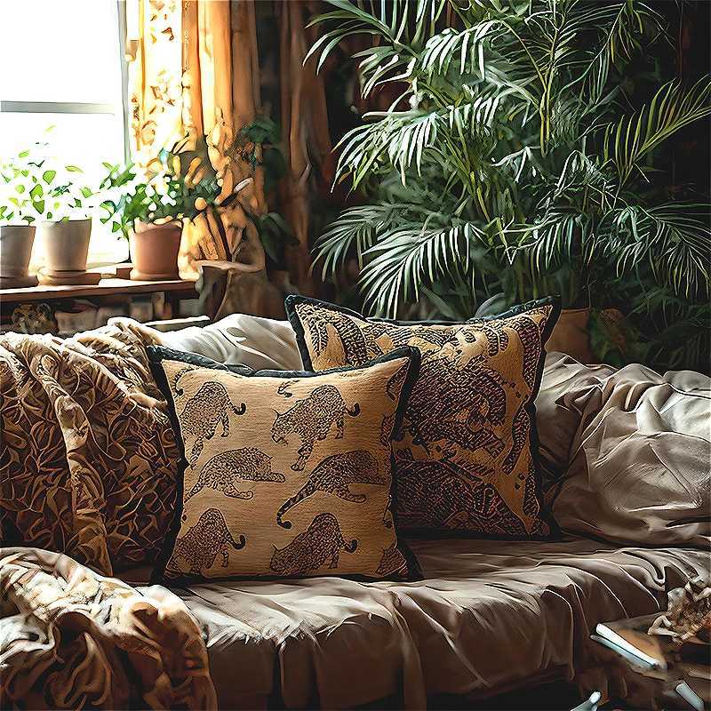 Pillow Case Light Luxury case Maillard Sofa Coffee Black Panther Dutch Velvet case 45CM Home Decor Throw Cushion Covers C251028