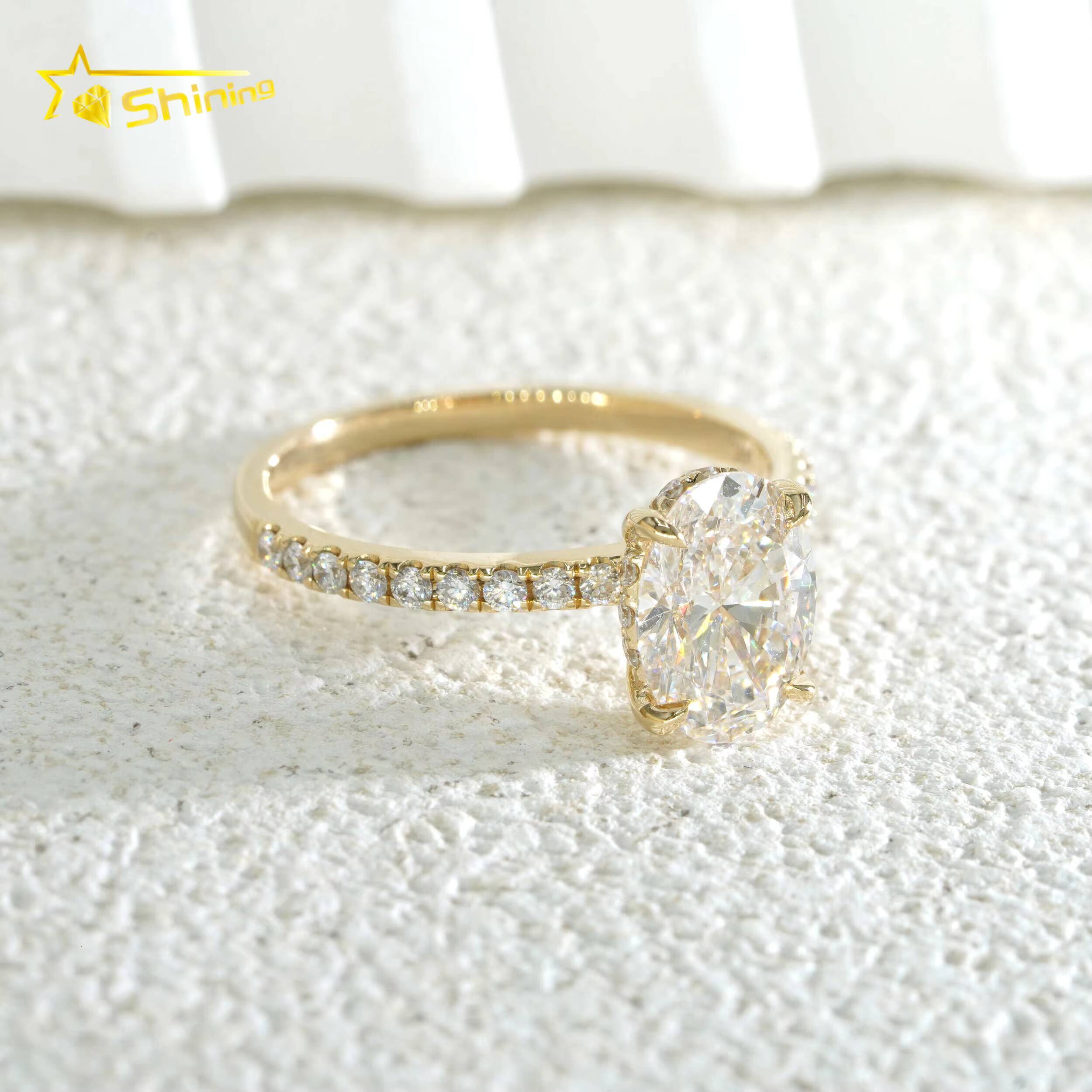 Oval Cut G VVS2 IGI Lab Grown Diamonds Engagement Rings Ready to Ship Fine Jewelry 14K Solid Yellow Gold Rings with Certificate