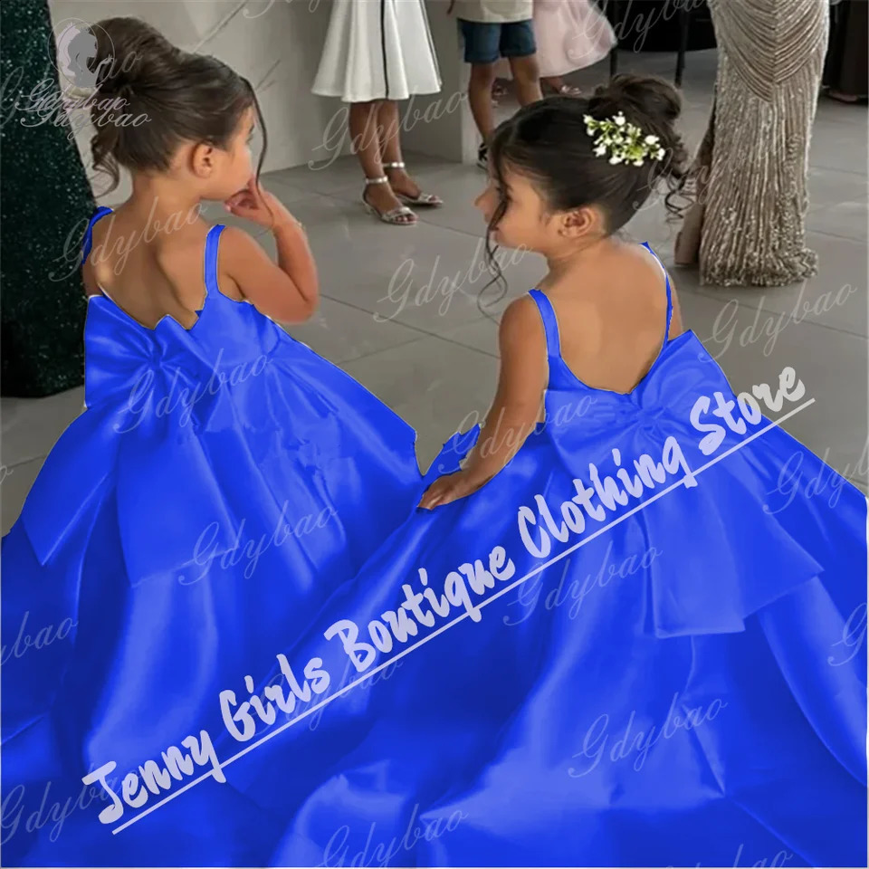 Girl Prom Dresses Satin Royal Blue Baby Baptisms First Birthday Communion Wedding Party Banquet Customize Gown 251023