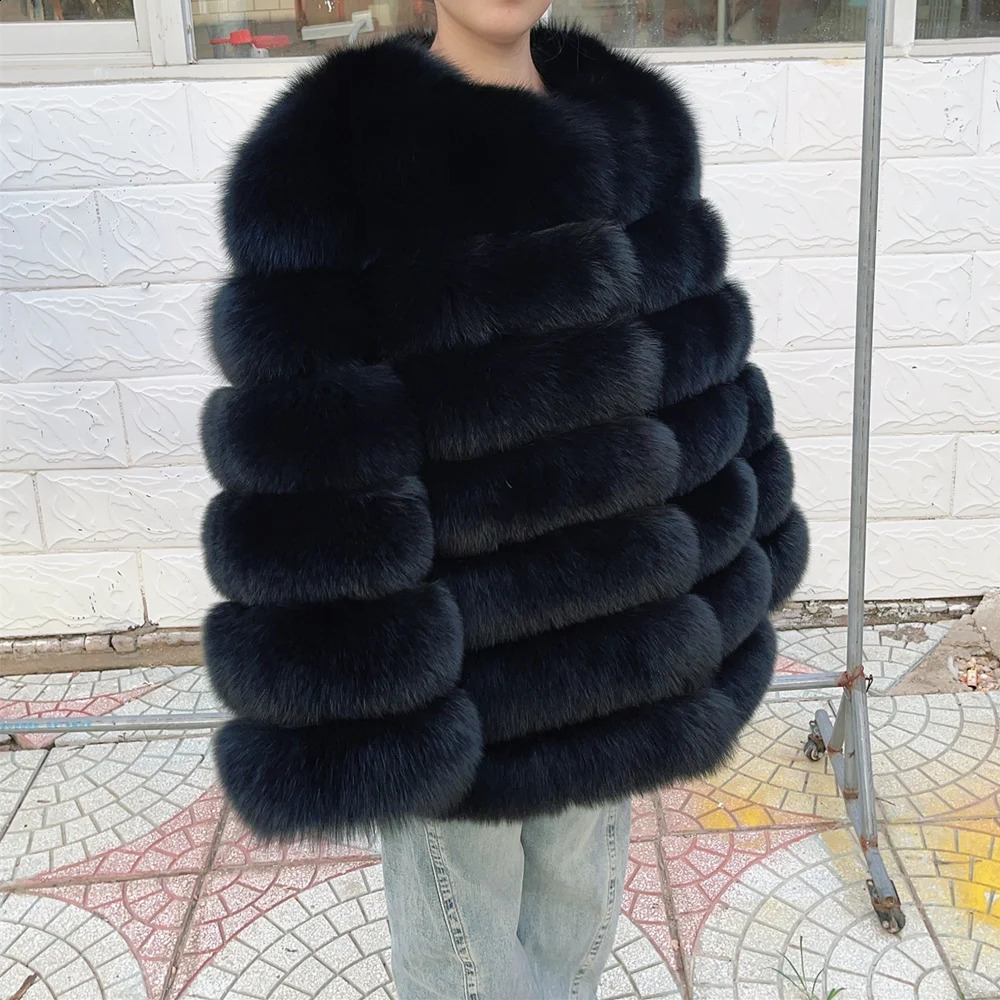 QUEENTINA Fox Fur 70cm Coat Winter WomenS Fashion Furry 2025 Leather And Skin White Natural In Coats Jackets 251027