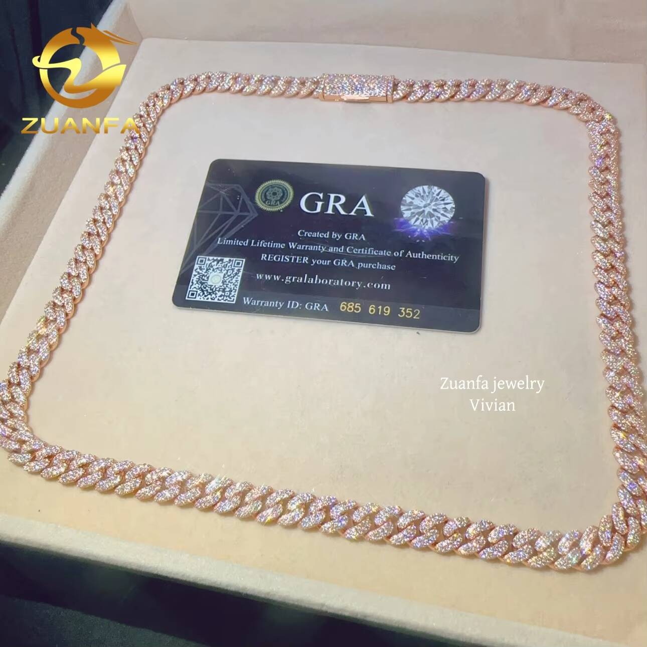 Fashion Luxury 8MM VVS Moissanite Diamond Sterling Silver 925 Cuban Link Moissanite Iced Out Necklace