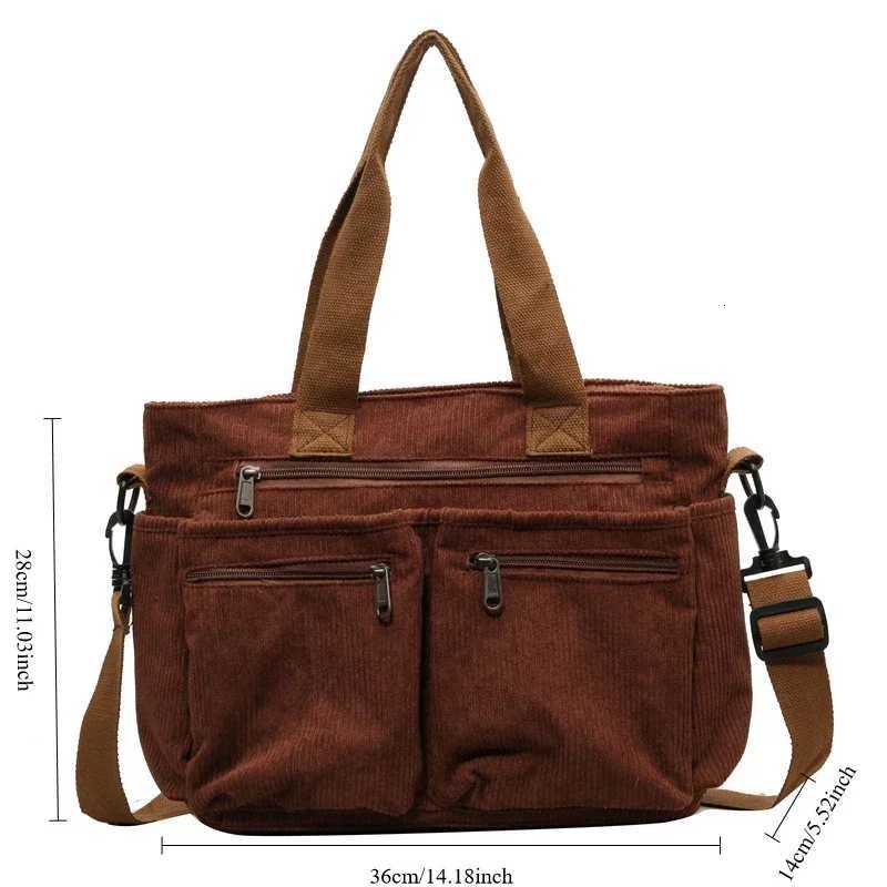 Casual Corduroy Messenger Bags Large Capacity Commuter Mummy Portable Shoulder Bag Multi Layers Camping Tote BagsW251028