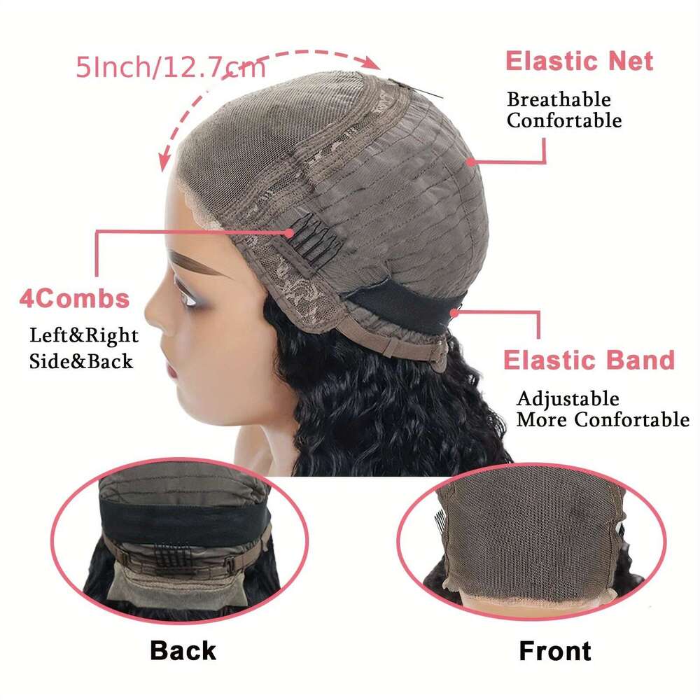 34" Glueless Human Hair - Pre-Plucked 5X5 HD Lace Closure, 250% Density Brazilian Virgin Hair, Long Curly Black For Women, & Comfortable Fit, Spe