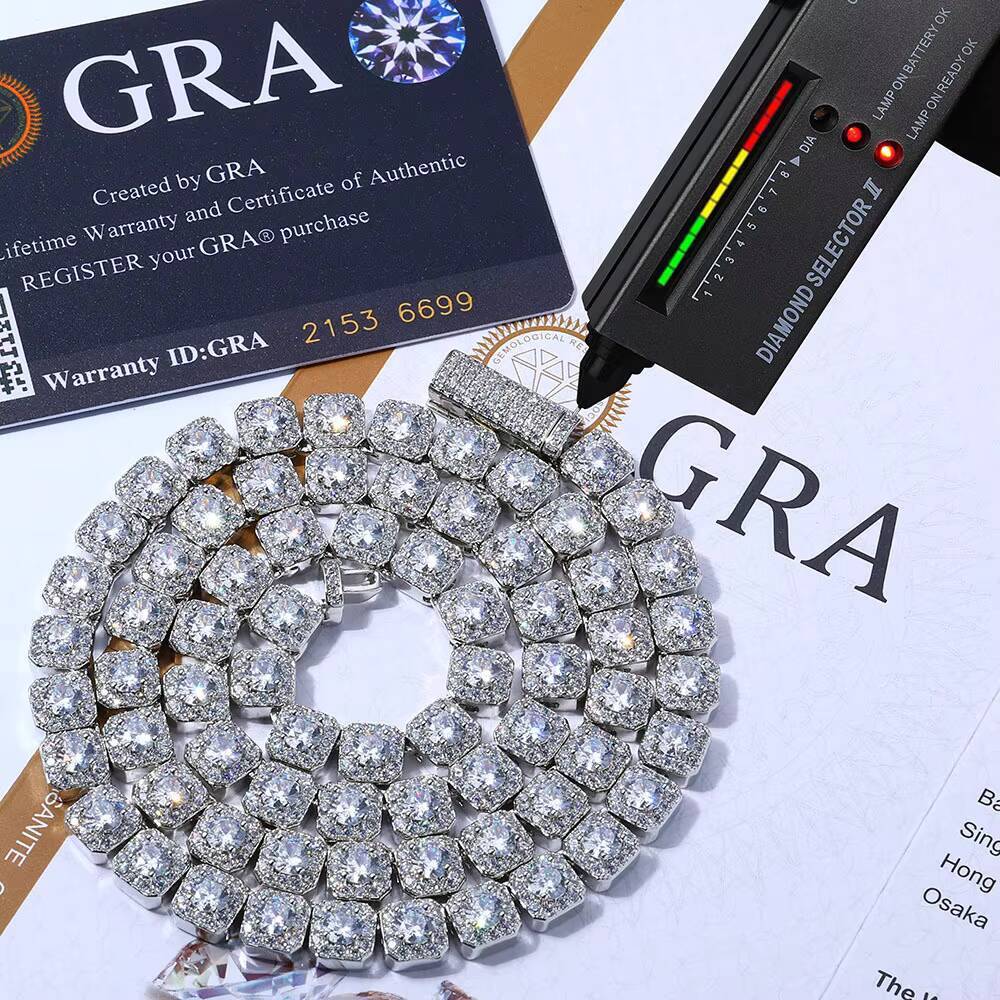 Gra Certified 7mm Moissanite Tennis Necklace in Yellow Gold 925 Sterling Silver Diamond Tennis Chain Hot Selling Jewelry