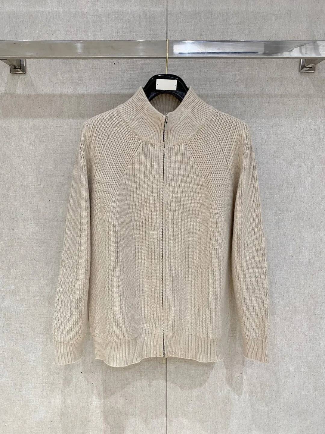 LP Stand-Up Collar Zipper Casual Warm Loose Knitted Sweater Jacket